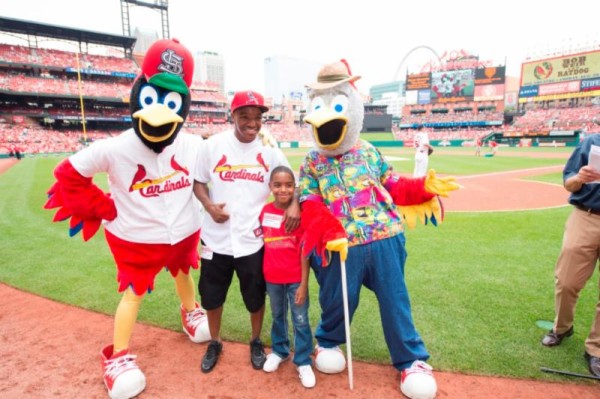 Devon Alexander Throws Out First Pitch During Cardinals Game