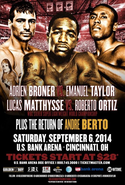 Video | Broner vs. Taylor & Matthysse vs. Ortiz – Live on September 6