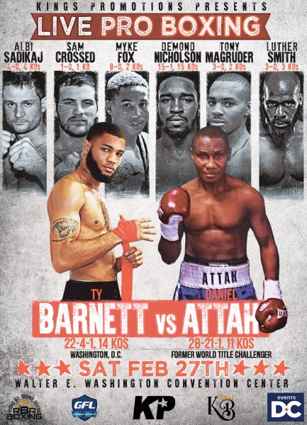 Ty Barnett Battles Former World Title Challenger Daniel Attah February 27 in DC