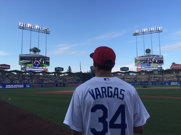 Francisco “El Bandido” Vargas Throws Out First Pitch at Dodges Game