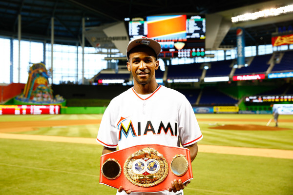 Rances Barthelemy throws out first pitch at Marlins Game - June 2_ 2016_Behind the scenes_Stephanie Trapp _ Mayweather Promotions2