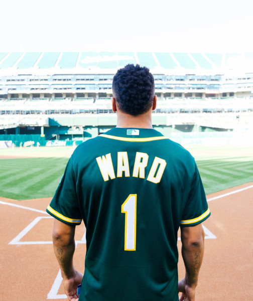 Two-Time World Champion & 2004 Olympic Medalist Andre Ward throws out A’s ceremonial first pitch at Bay Bridge Series