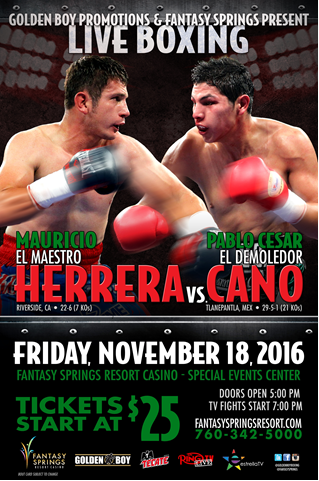 Mauricio Herrera Takes on Pablo Cesar Cano November 18