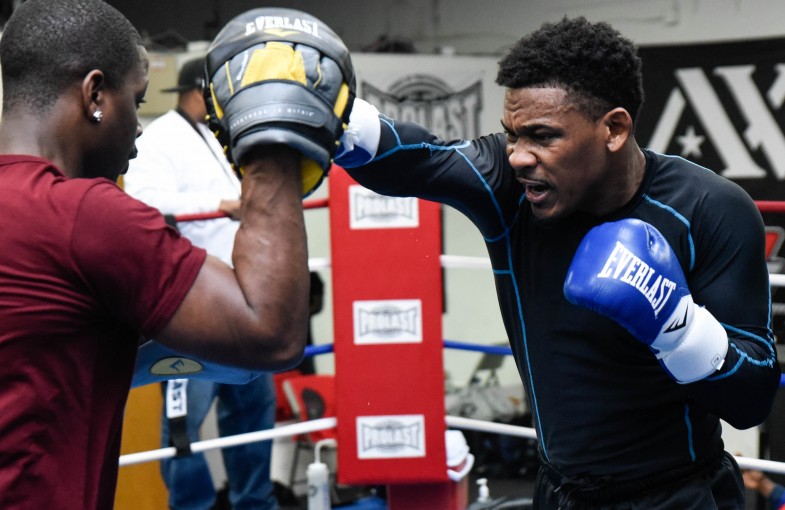 Daniel Jacobs Works Mitts at Media Day