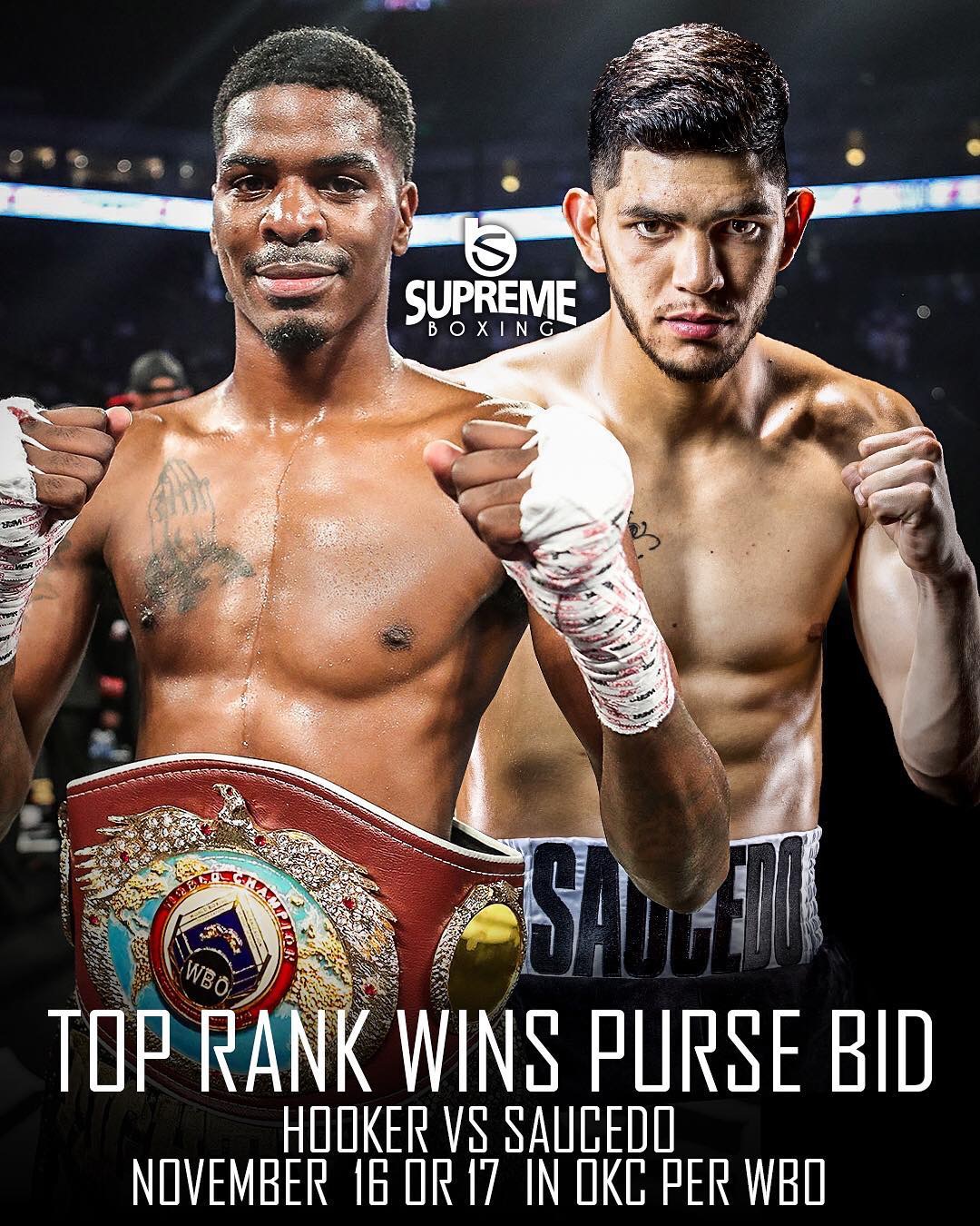 Top Rank Wins Purse Bid for Maurice Hooker’s Mandatory Defense Against Alex Saucedo