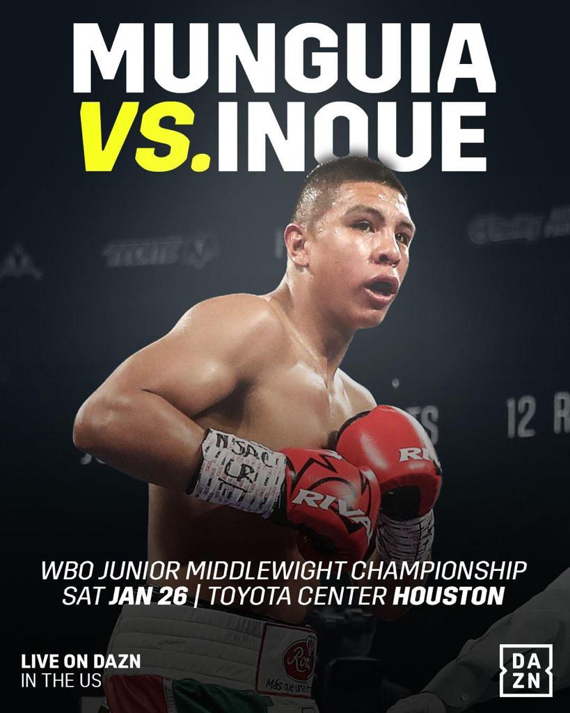 Jaime Munguia Set to Defend WBO Title Against Takeshi Inoue January 26 on DAZN