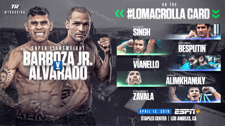 April 12: Barboza-Alvarado Set to Rumble at Staples Center on Lomachenko-Crolla Undercard