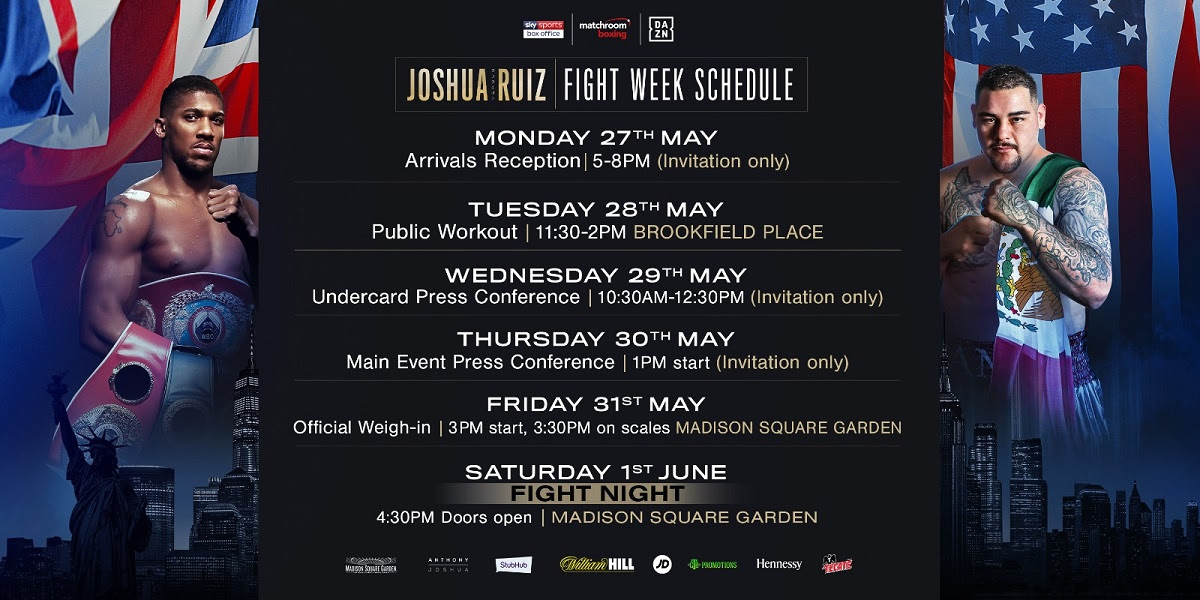 Exciting Fight Week Schedule Set for Anthony Joshua’s US Debut!