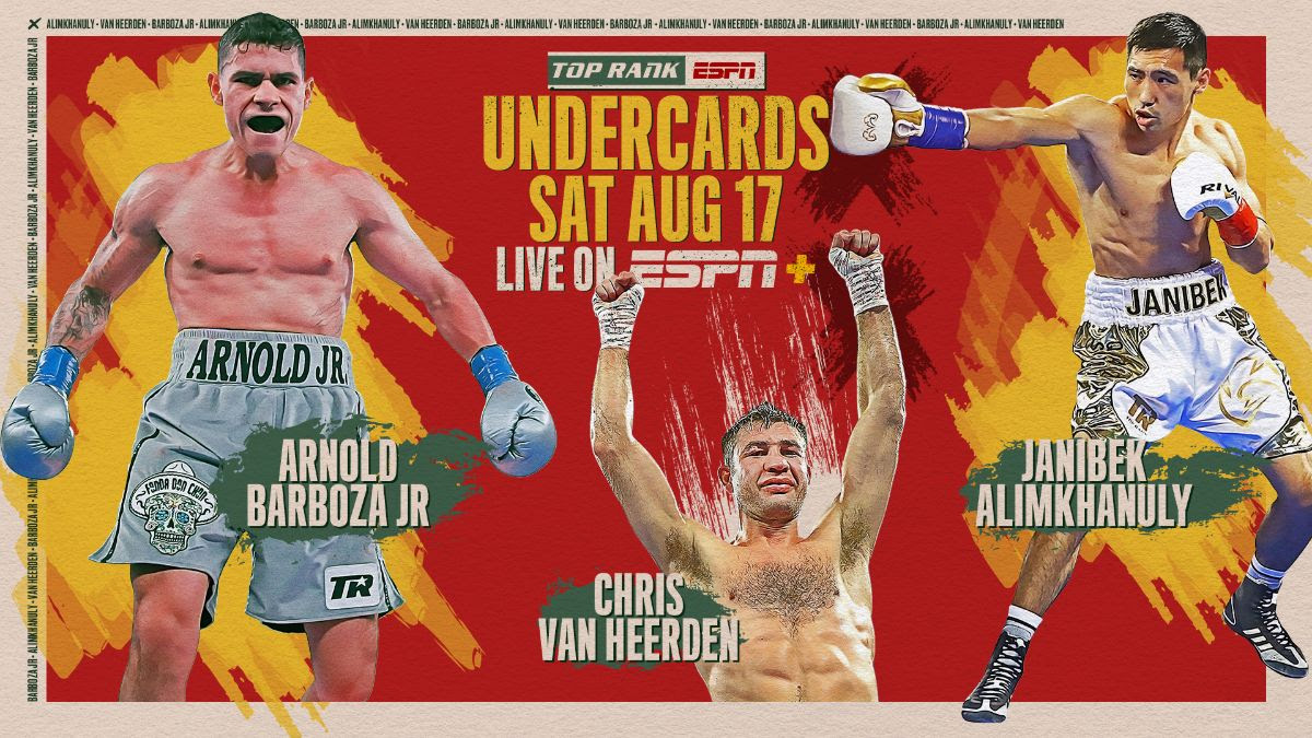 August 17: Barboza, van Heerden and Alimkhanuly in Action on ESPN+