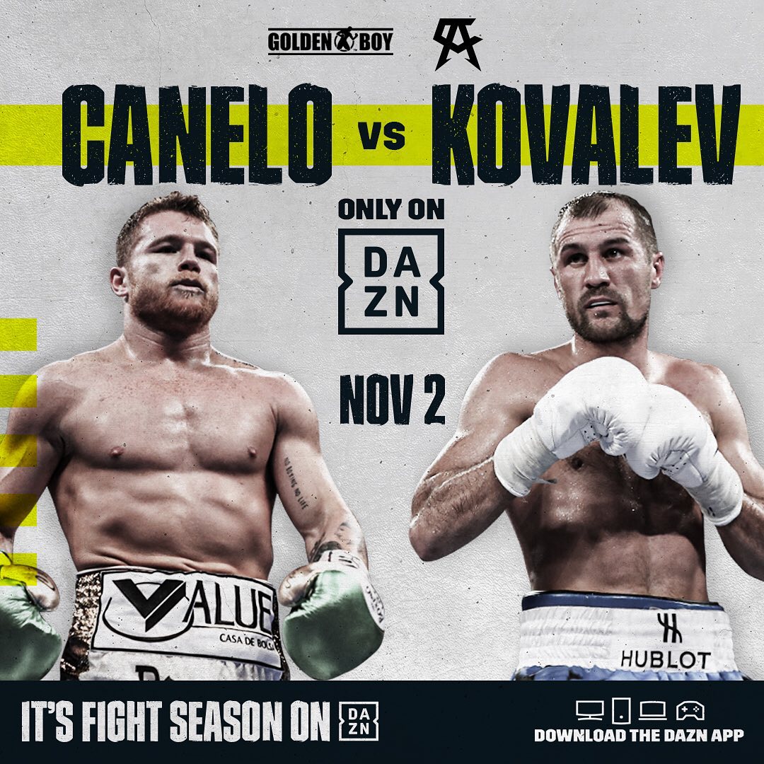Canelo Alvarez vs. Sergey Kovalev Set for November 2 in Las Vegas