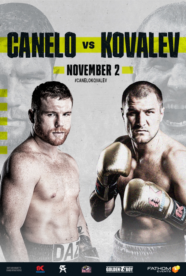 Canelo Alvarez and Sergey ‘Krusher’ Kovalev’s Battle for the WBO Light Heavyweight World Title Live in U.S. Movie Theaters on November 2