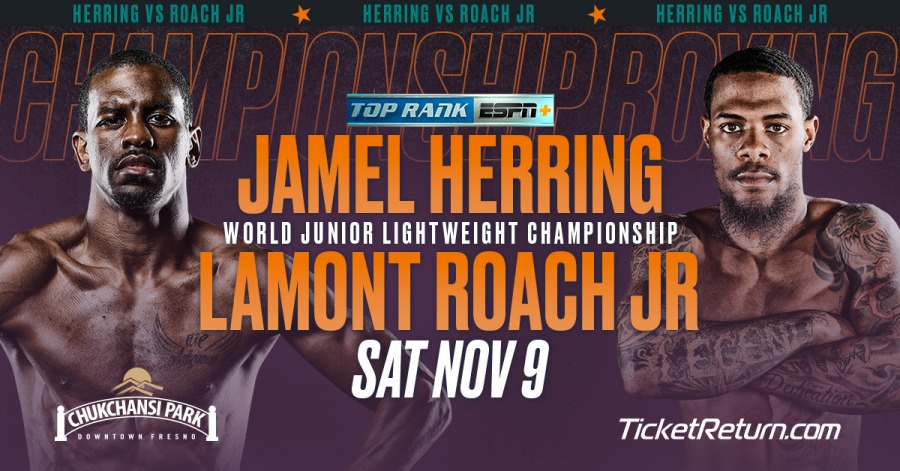 November 9: Jamel Herring-Lamont Roach Jr. Tickets at Fresno’s Chukchansi Park On Sale Now