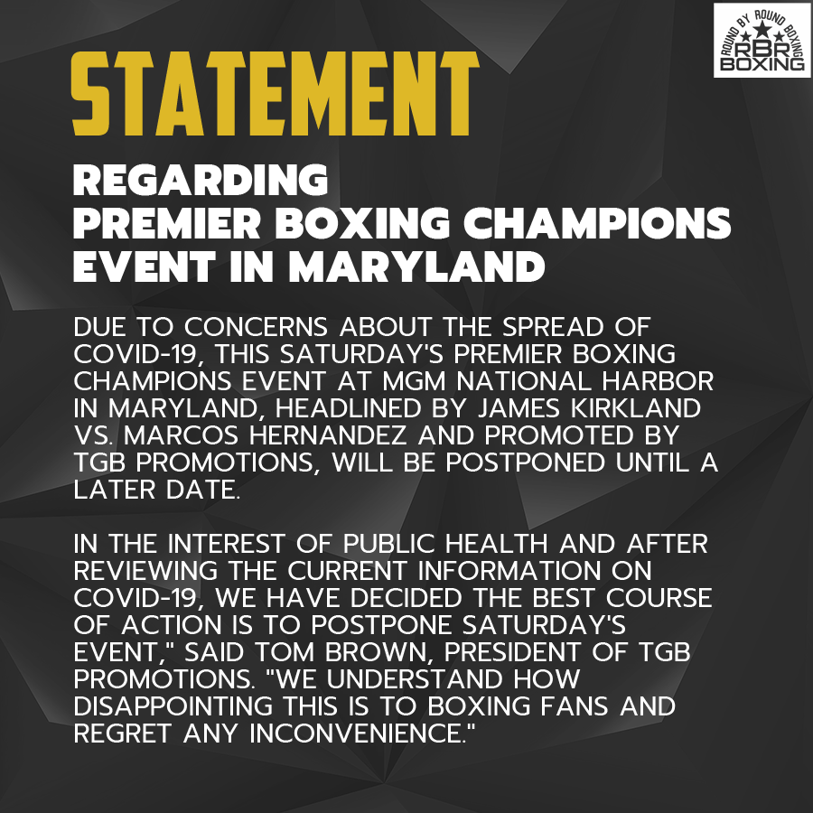Kirkland vs. Hernandez Postponed