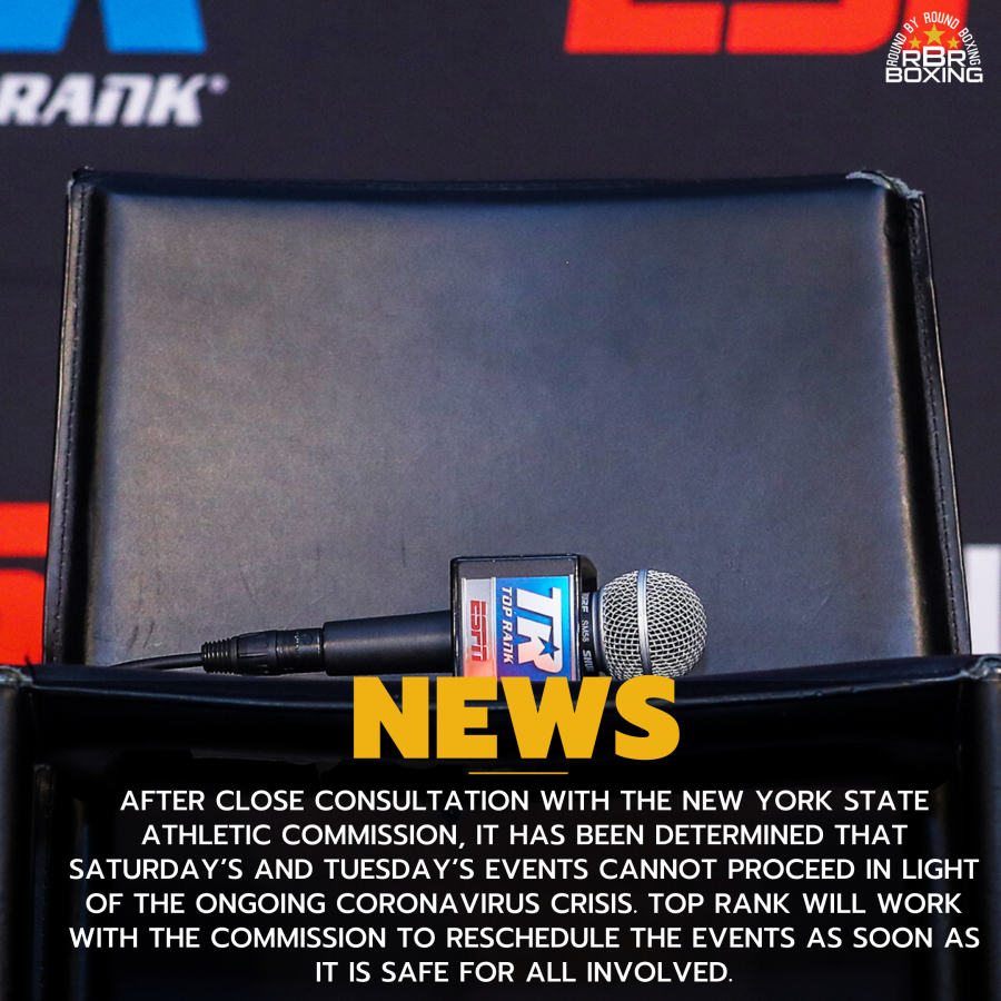 Update: Stevenson-Marriaga and Conlan-Preciado Cards Postponed