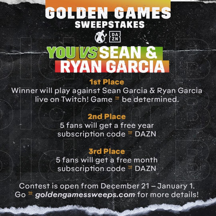 New ‘Golden Game’ Sweepstakes Gives Fans the Opportunity To Play Against Ryan and Sean Garcia Live on Twitch