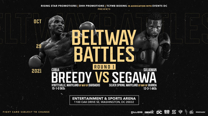 Cobia Breedy Faces Sulaiman Segawa Friday, Oct. 29, In Washington, D.C.