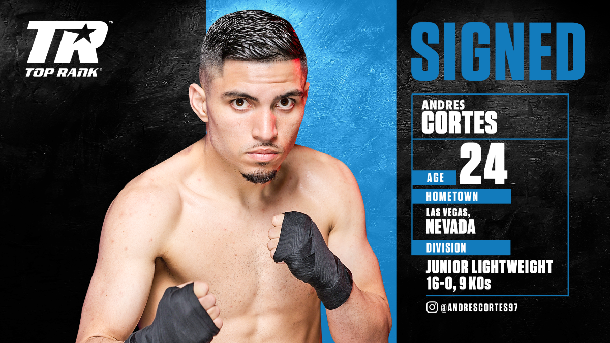 Unbeaten Junior Lightweight Contender Andres Cortes Signs Long-Term Deal With Top Rank