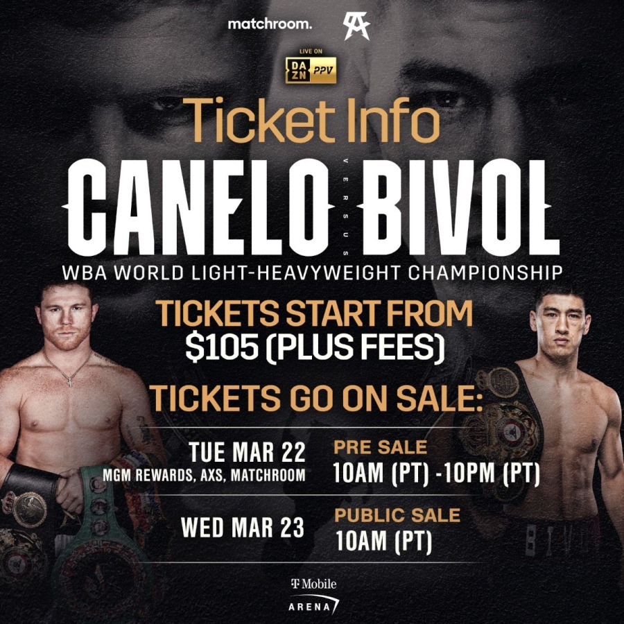 Canelo vs. Bivol Tickets On Sale Wednesday March 23