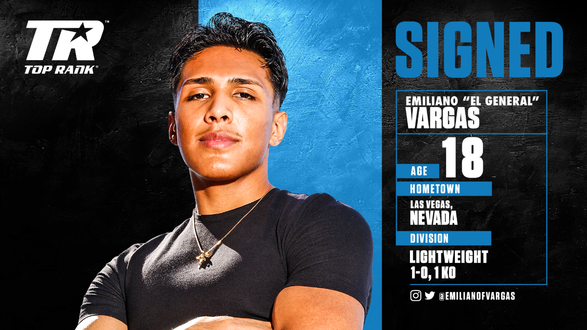 Lightweight Phenom Emiliano “El General” Vargas Signs Promotional Contract With Top Rank